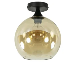 Amber glazen plafondlamp 25 cm met zwart