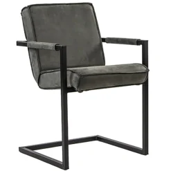 Antraciet lederen armstoel met zwart