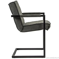 Antraciet lederen armstoel met zwart