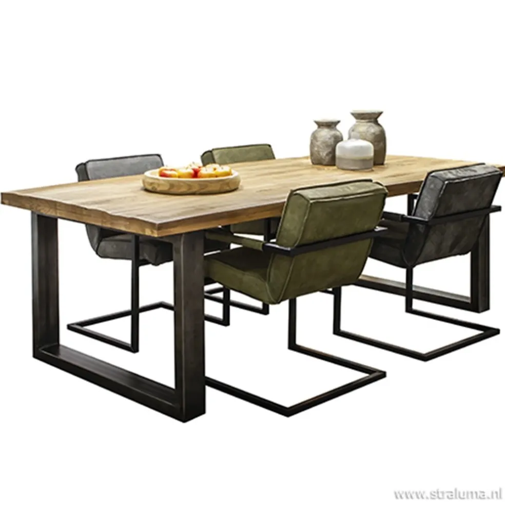 Antraciet lederen armstoel met zwart