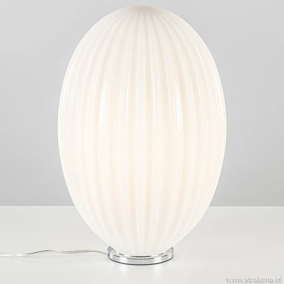 Art Deco tafellamp chroom met opaal glazen kap