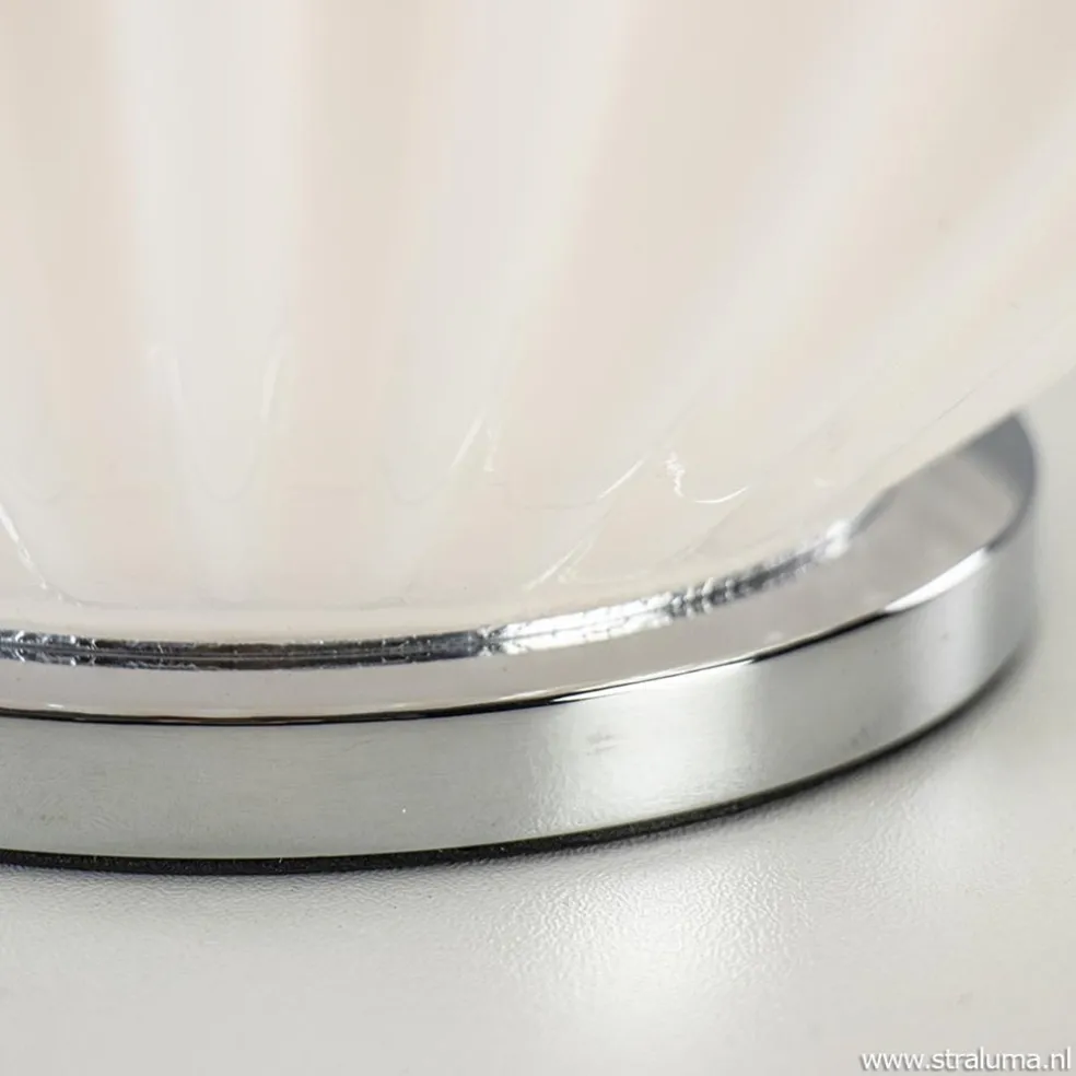 Art Deco tafellamp chroom met opaal glazen kap