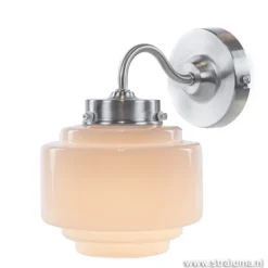 Art Deco wandlamp staal met wit glas