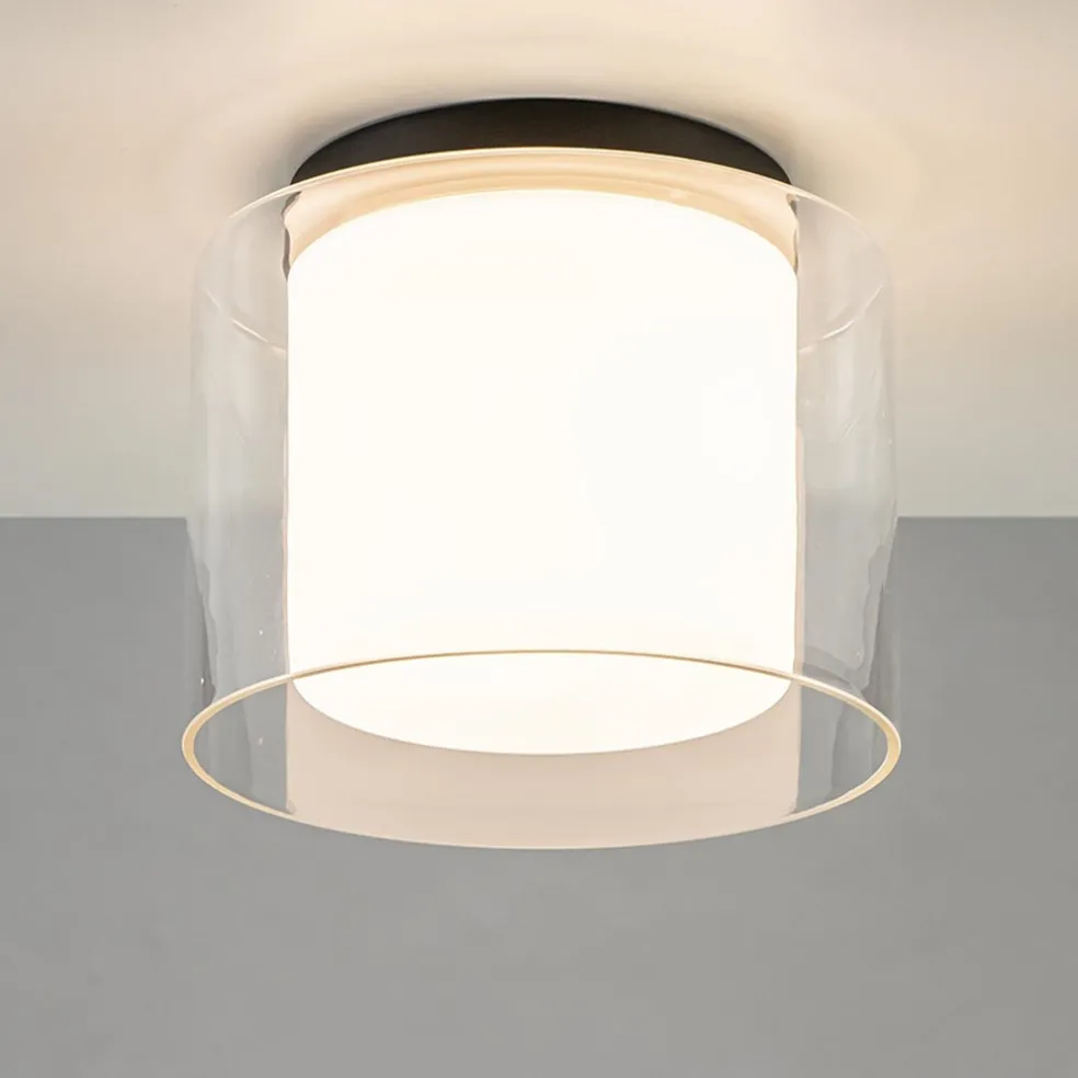 Badkamer plafondlamp helder met opaal glas IP44