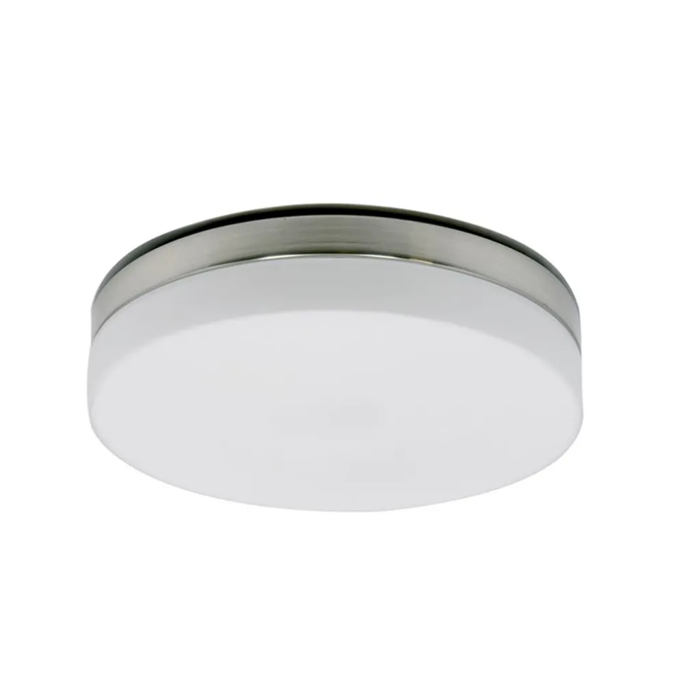 Badkamer plafonnière staal met wit glas