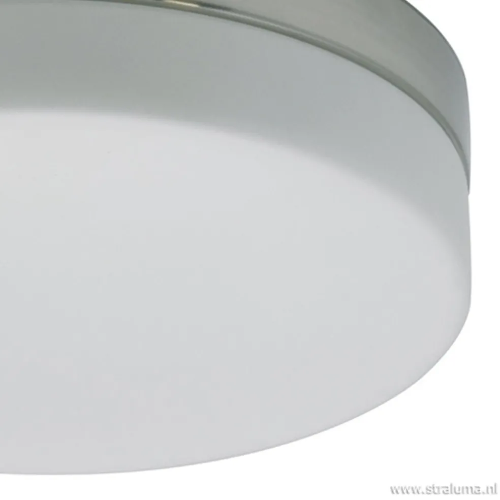 Badkamer plafonnière staal met wit glas