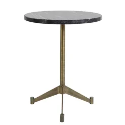 Bijzettafel Lomelo zwart marmer met antiek brons