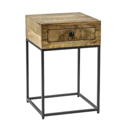 Bijzettafel met lade mangohout/metaal