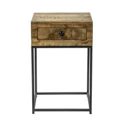 Bijzettafel met lade mangohout/metaal