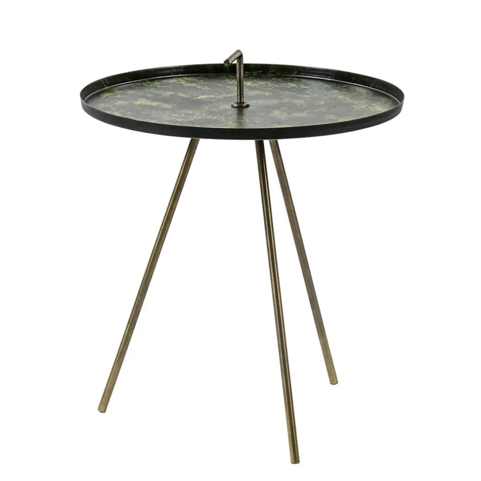 Bijzettafel Saphire groen met brons 45 cm