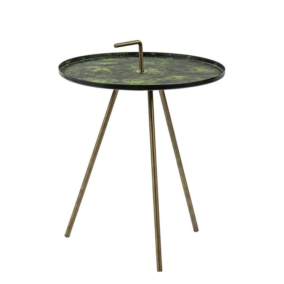 Bijzettafel Saphire groen met brons 39 cm