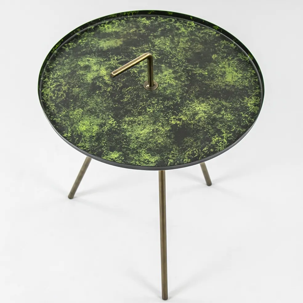 Bijzettafel Saphire groen met brons 39 cm