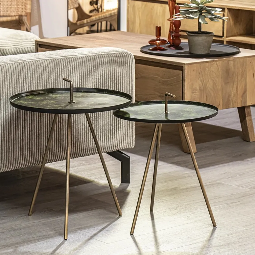 Bijzettafel Saphire groen met brons 39 cm