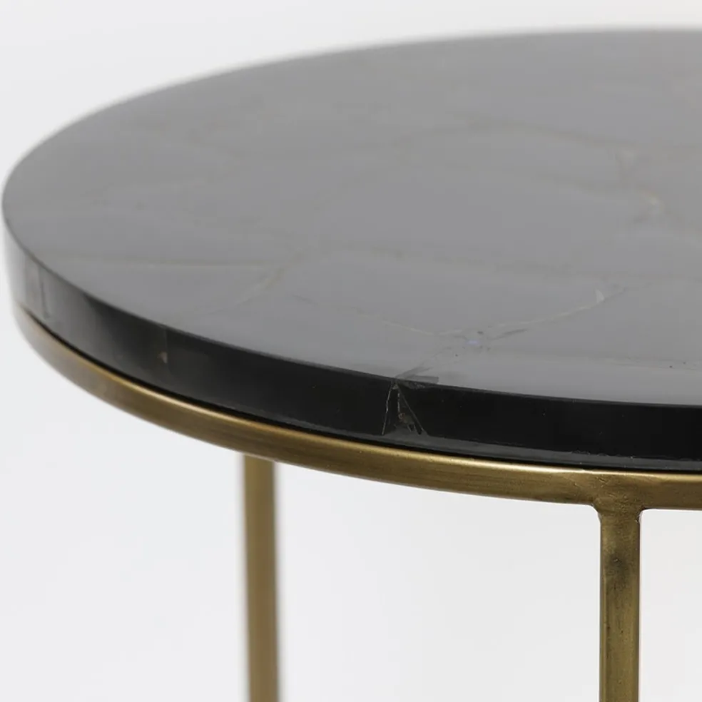 Bijzettafel Sobrina set van 2 zwart/antiek brons