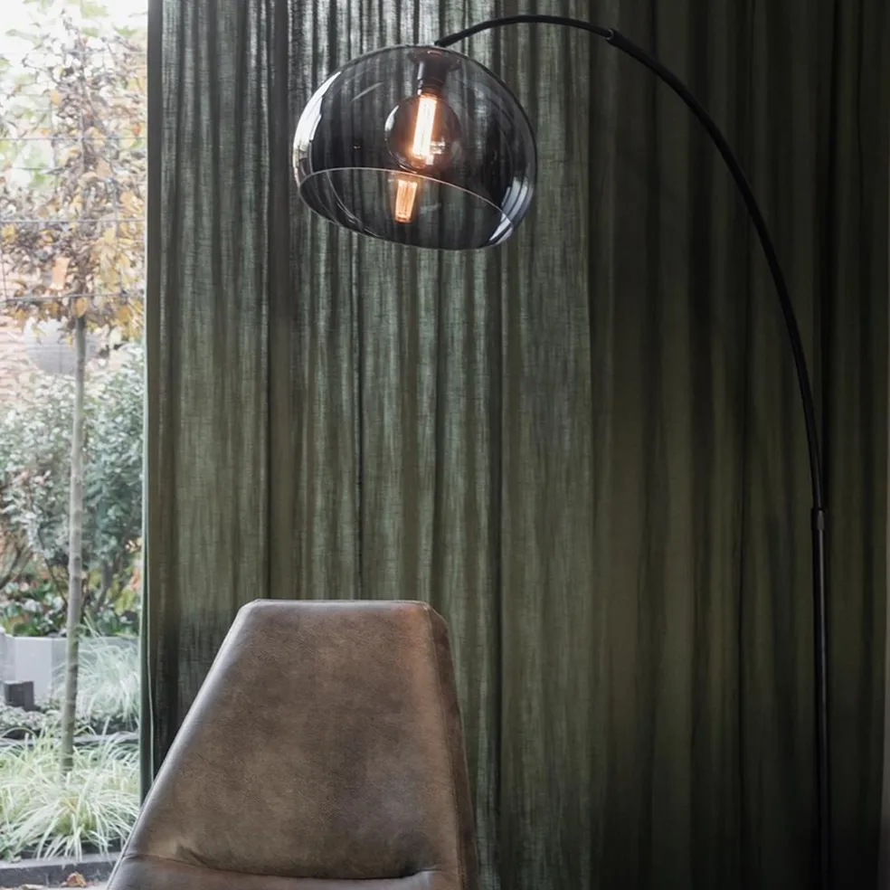 Boog-vloerlamp zwart exclusief kap
