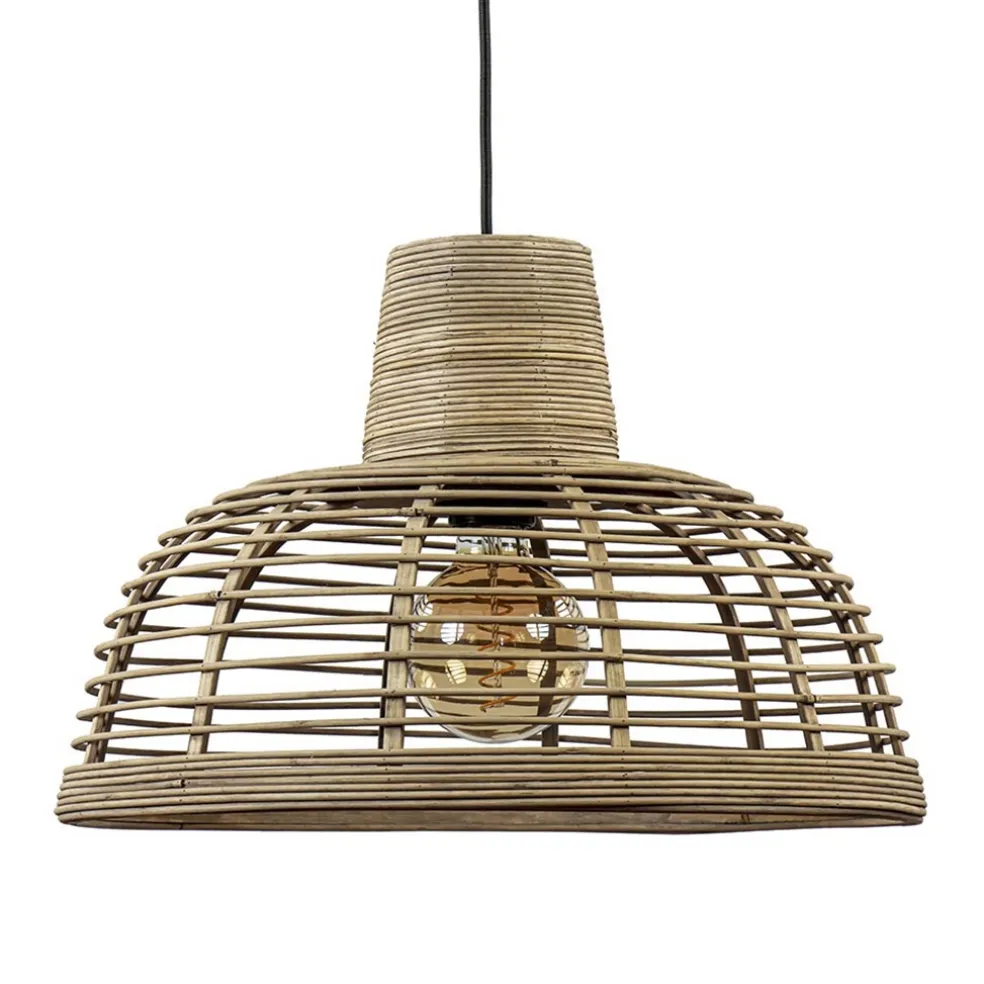 Botanische hanglamp rotan met mat zwart