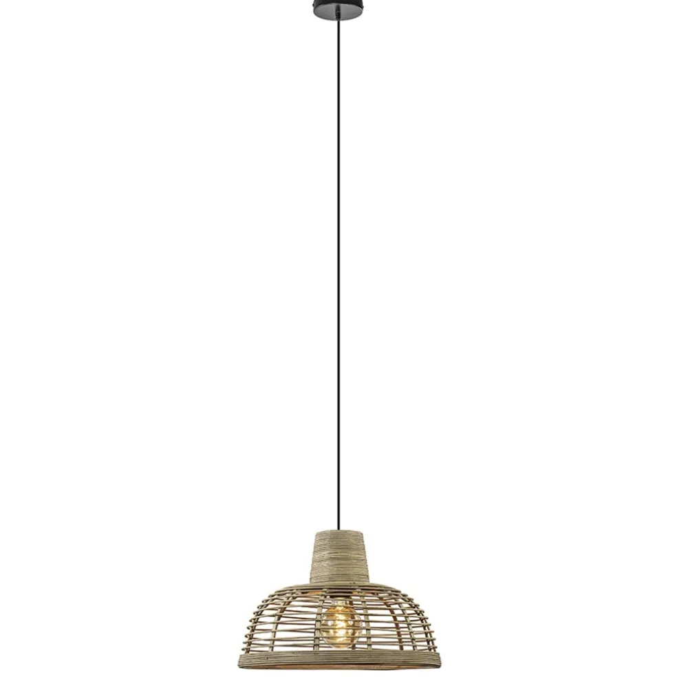 Botanische hanglamp rotan met mat zwart