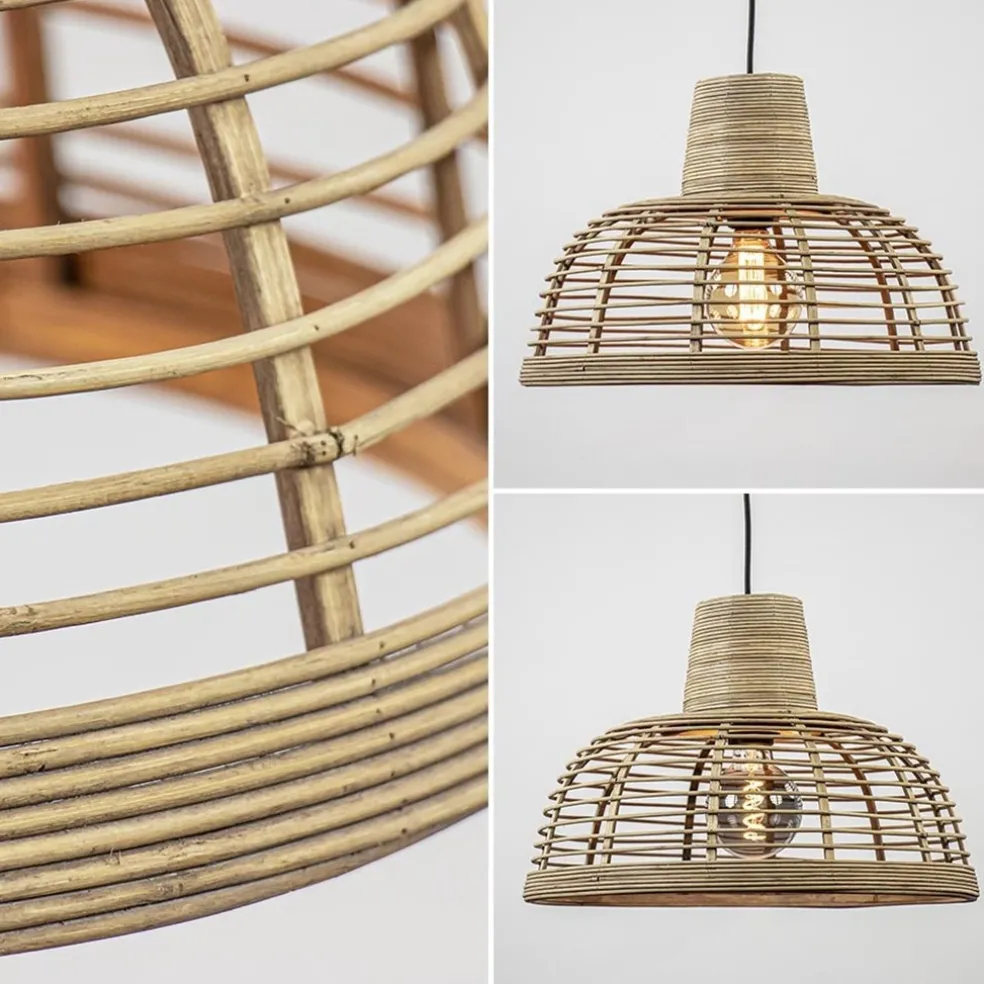 Botanische hanglamp rotan met mat zwart