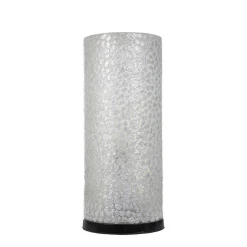Botanische tafellamp cilinder met capiz schelpen wit