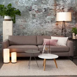 Botanische tafellamp cilinder met capiz schelpen wit