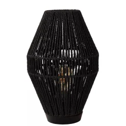 Botanische tafellamp gevlochten papier zwart