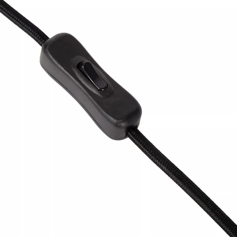 Botanische tafellamp gevlochten papier zwart