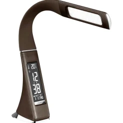 Bruine bureaulamp LED met klok en alarmfunctie