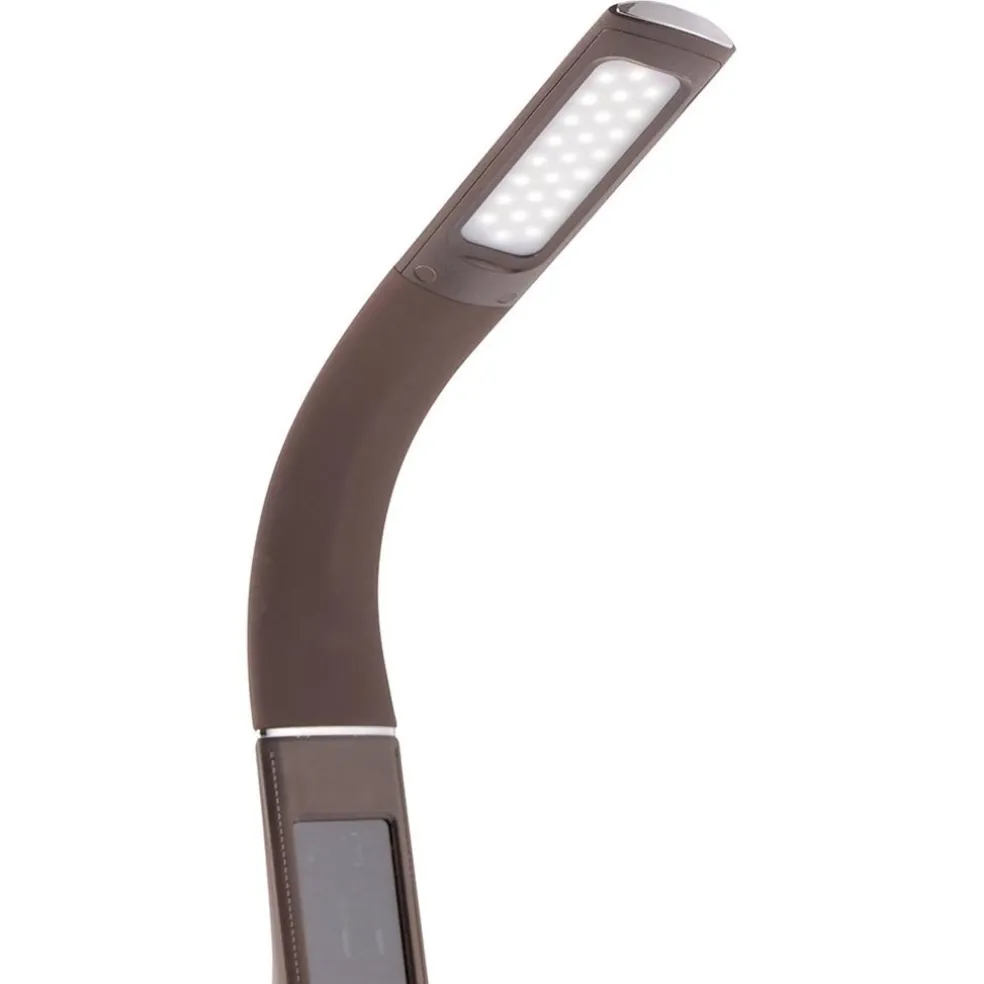 Bruine bureaulamp LED met klok en alarmfunctie