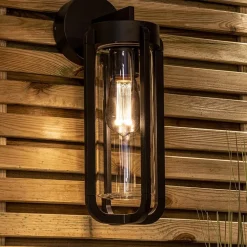 Buiten wandlamp zwart met helder glas IP65