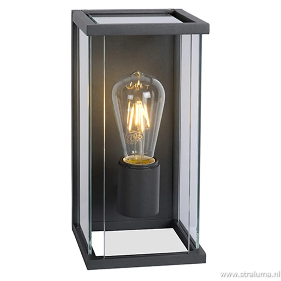 Buitenlamp antraciet/glas met bewegingssensor IP54