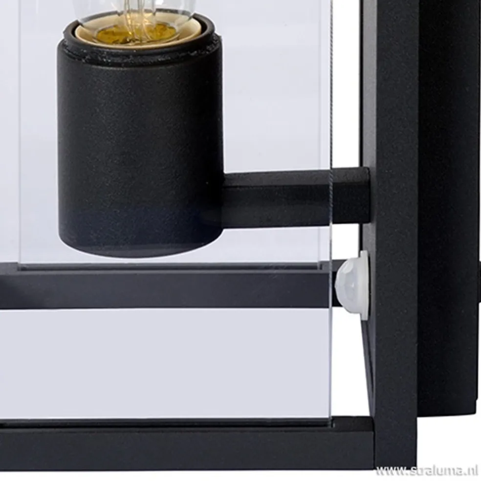 Buitenlamp antraciet/glas met bewegingssensor IP54