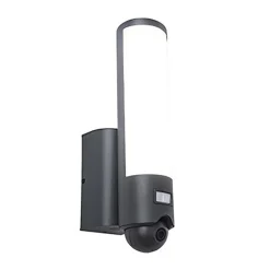 Buitenlamp cilinder donker grijs inclusief LED en camera