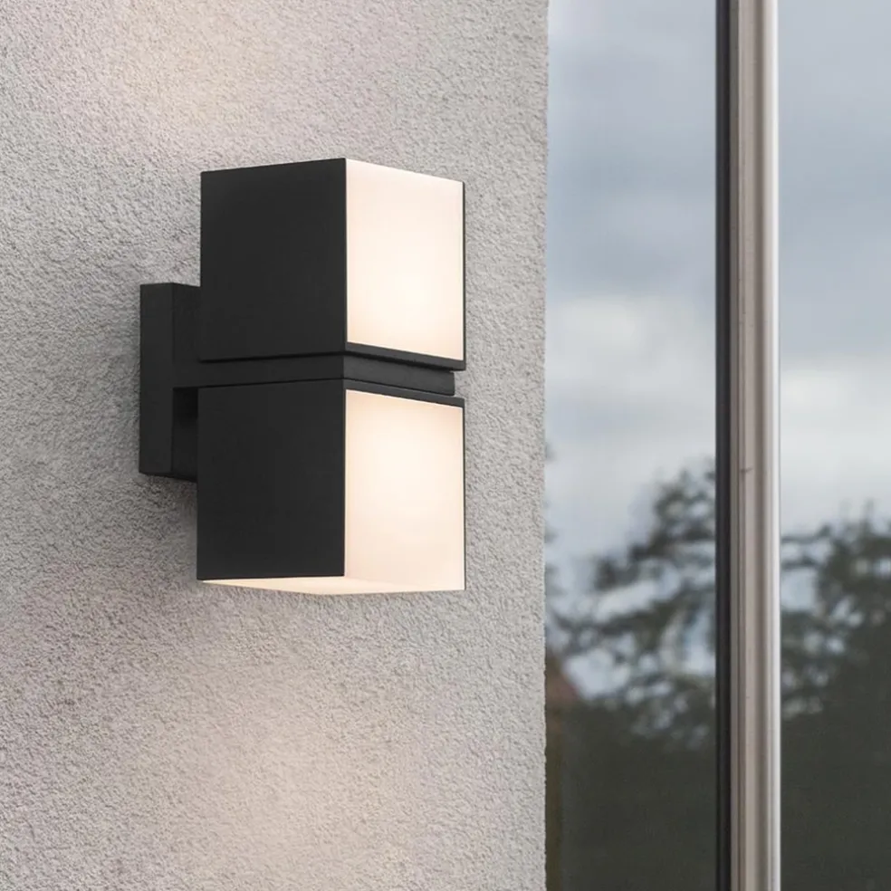 Buitenlamp Cuba double square zwart IP54