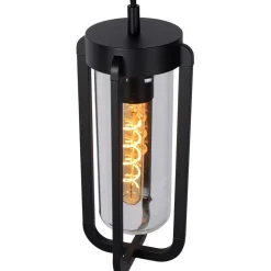 Buitenlamp hang zwart met glazen kap IP44