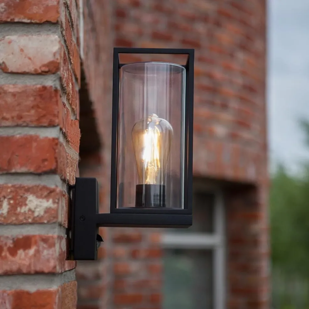 Buitenlamp lantaarn zwart met bewegingssensor