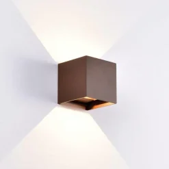 Buitenlamp wand bruin up+down IP54