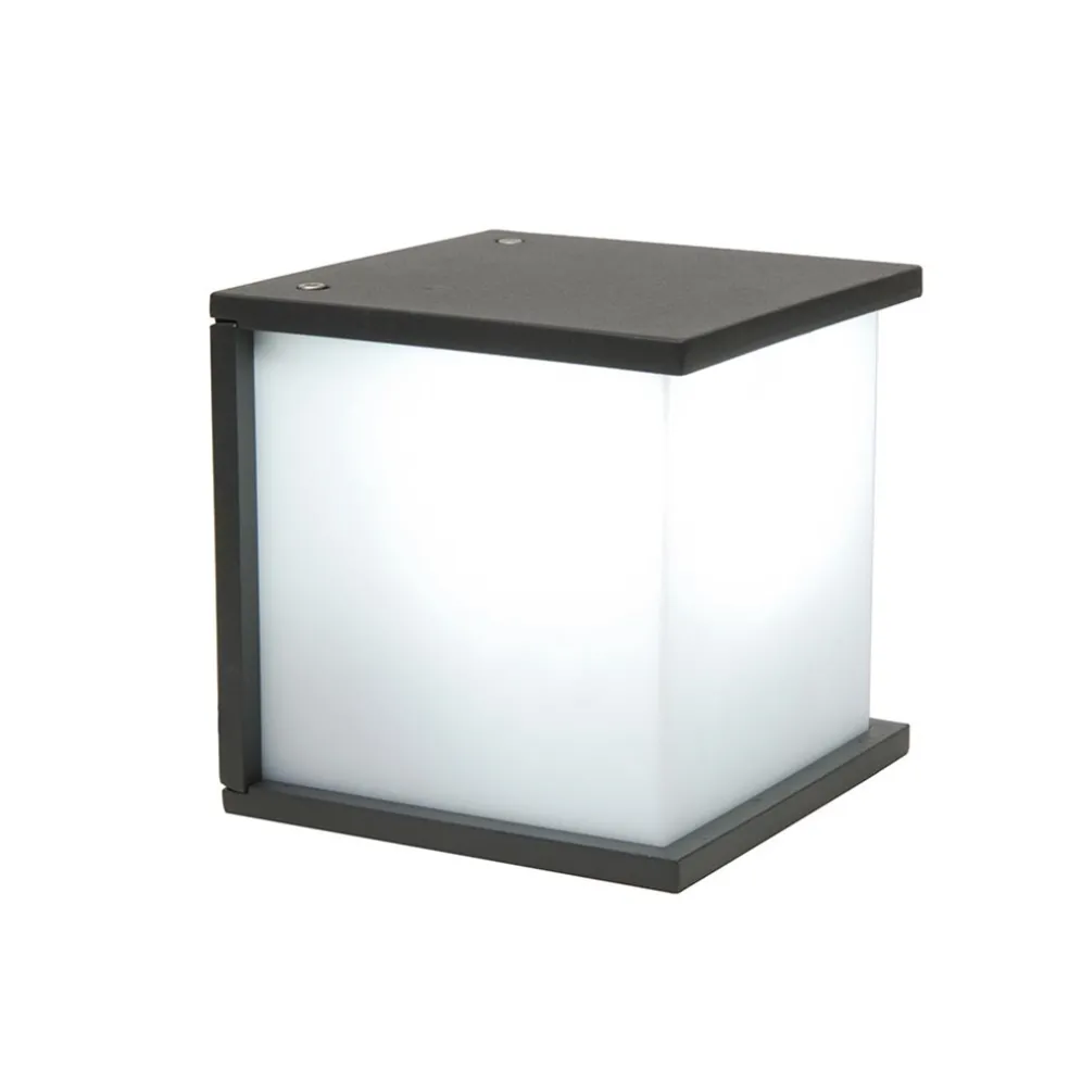 Buitenlamp wand kubus IP44 donker grijs