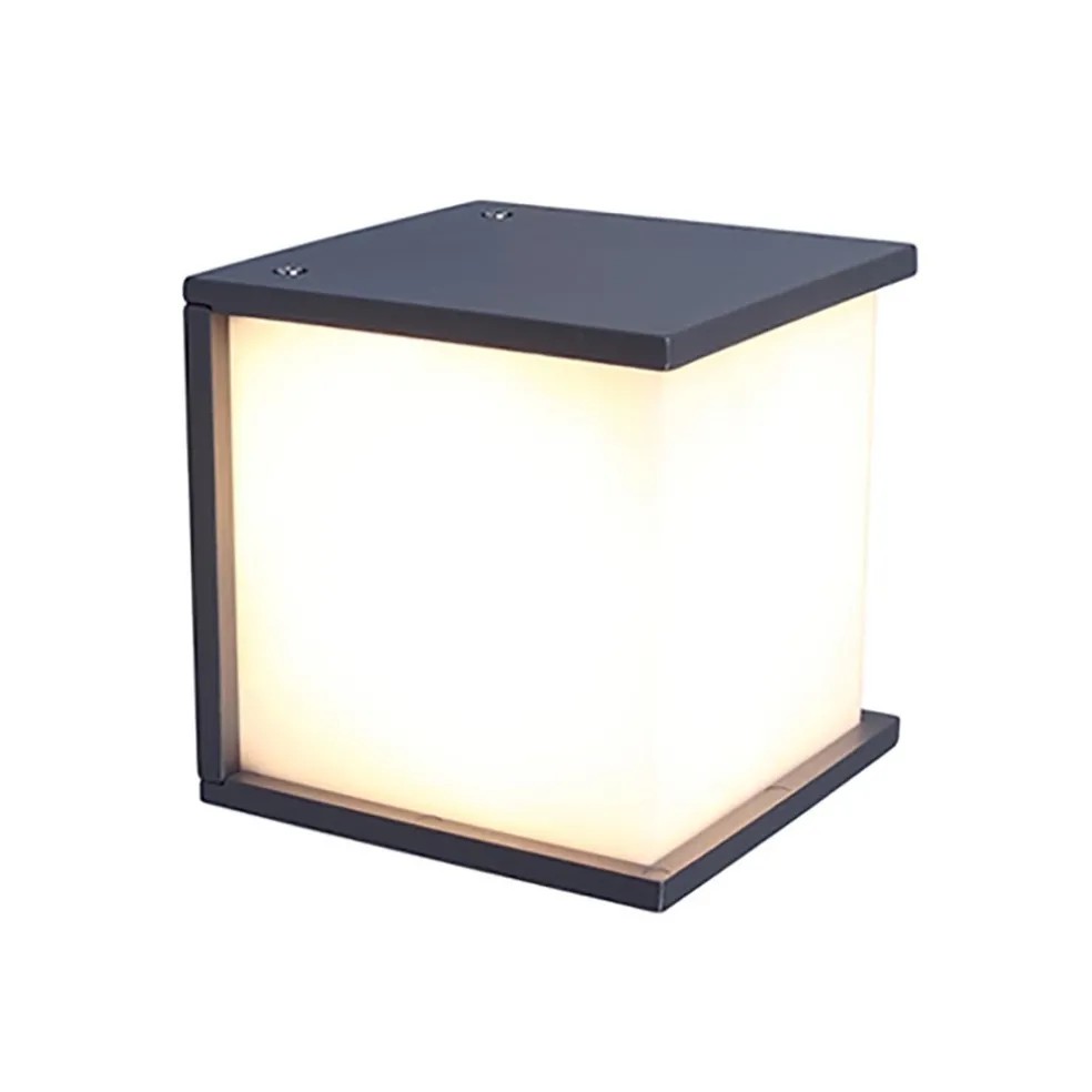 Buitenlamp wand kubus IP44 donker grijs