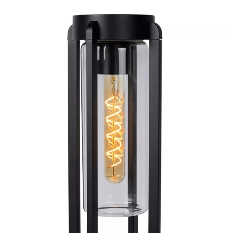 Buitenlamp zwart metaal met glazen kap IP44