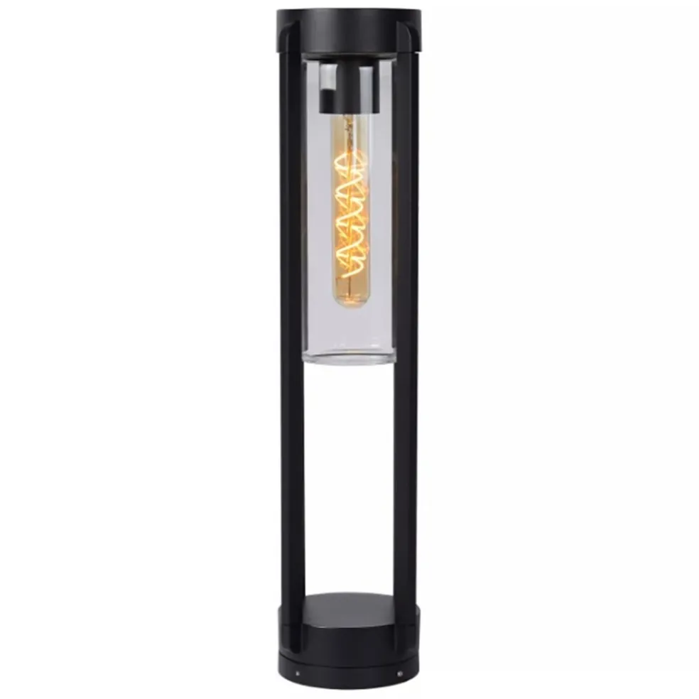 Buitenlamp zwart metaal met glazen kap IP44