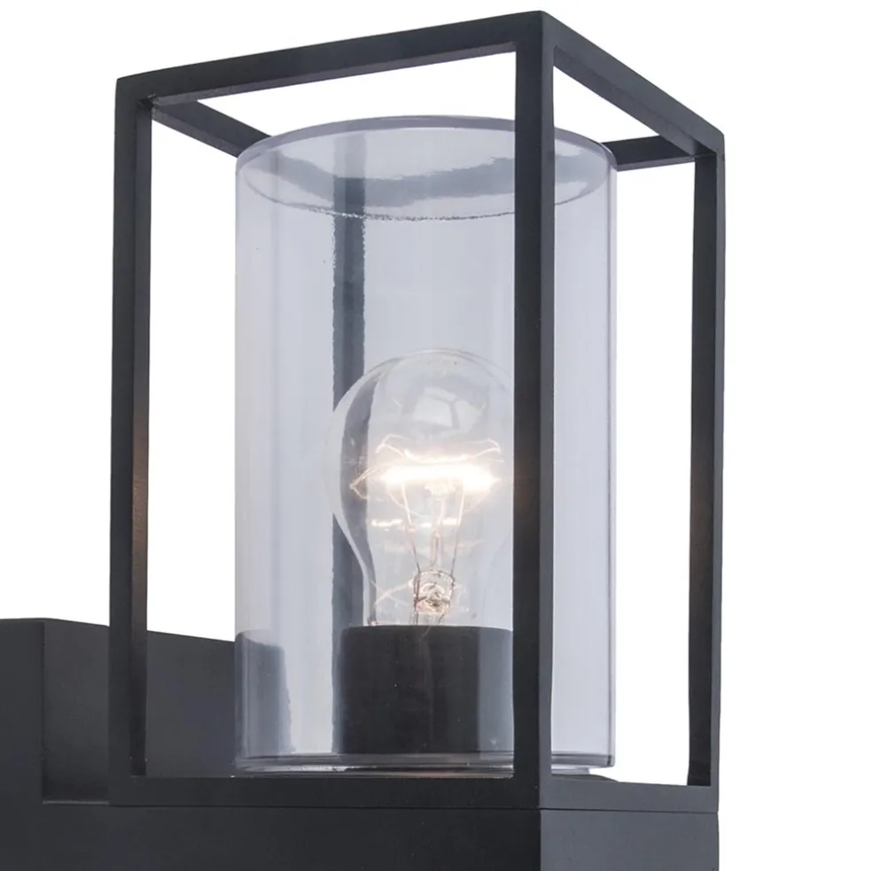 Buitenlantaarn dubbel strak zwart/helder glas