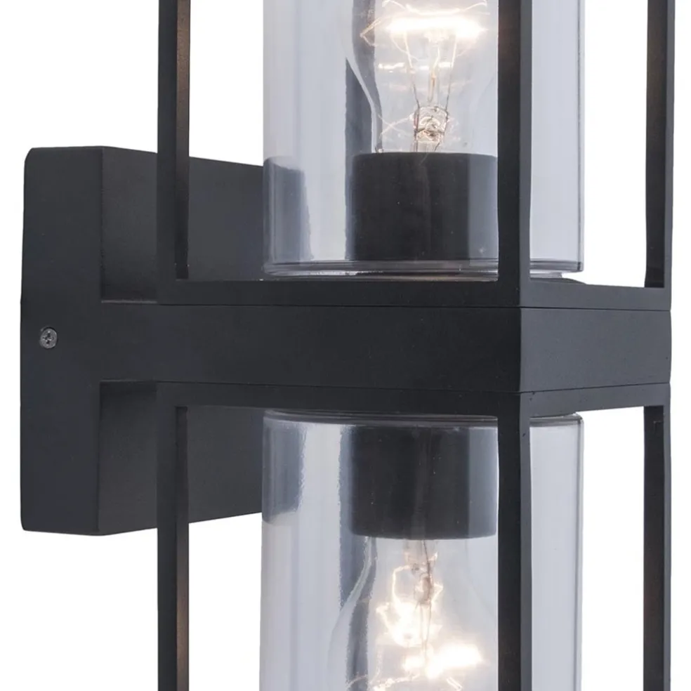 Buitenlantaarn dubbel strak zwart/helder glas