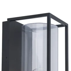 Buitenlantaarn rechthoek zwart/helder glas IP44