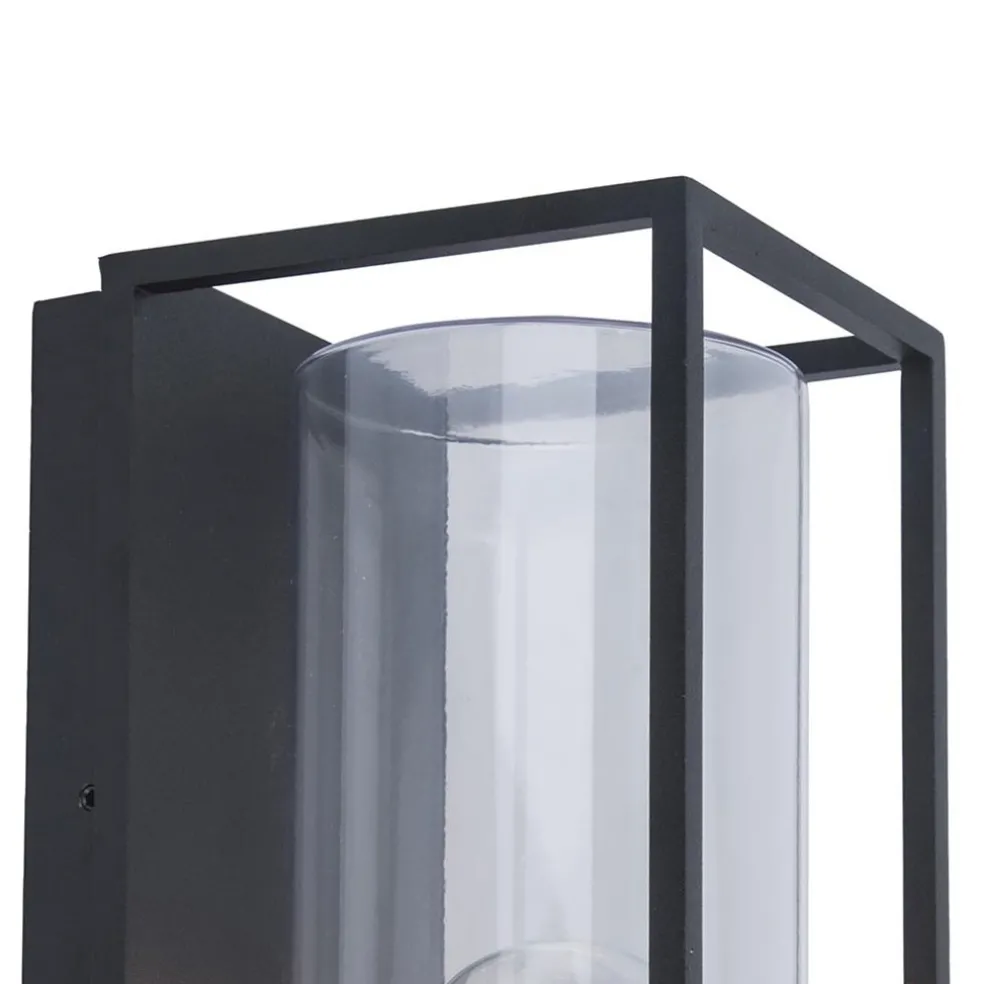 Buitenlantaarn rechthoek zwart/helder glas IP44