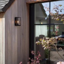 Buitenlantaarn rechthoek zwart/helder glas IP44