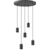 Calex 5-lichts retro pendels rond 50 cm zwart