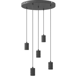 Calex 5-lichts retro pendels rond 50 cm zwart