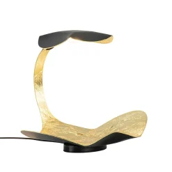 Chique design tafellamp LED zwart met goldleaf