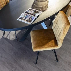 Chique eetkamerstoel velours goud