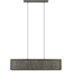 Chique hanglamp langwerpige balk 5-lichts zwart/goud